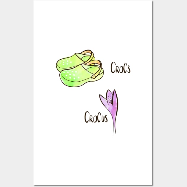 Crocs and Crocus watercolor illustration Wall Art by nobelbunt